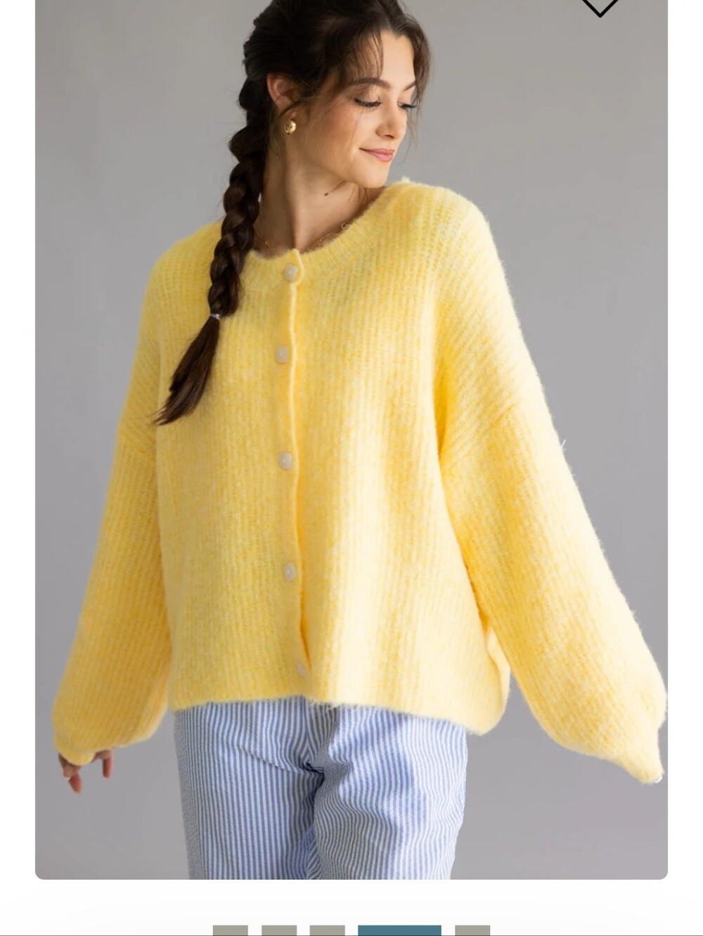 399 Women's Soft Yellow Button-Front Cardigan Sweater
